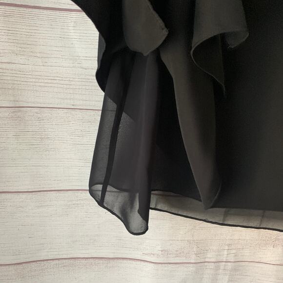 1. State Black Sleeveless Blouse Winged Asymmetrical Handkerchief Tiered Size XS - Picture 11 of 16